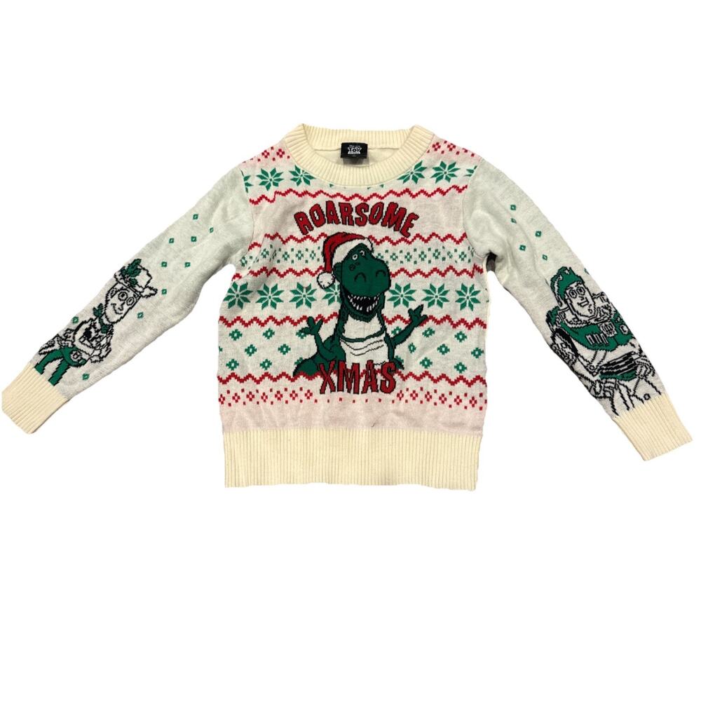 Toddler Boys' Disney Toy Story Christmas Pullover Sweater - Cream 2T